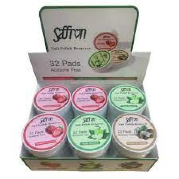 Saffron Acetone Free Nail Polish Remover Pads -Assorted