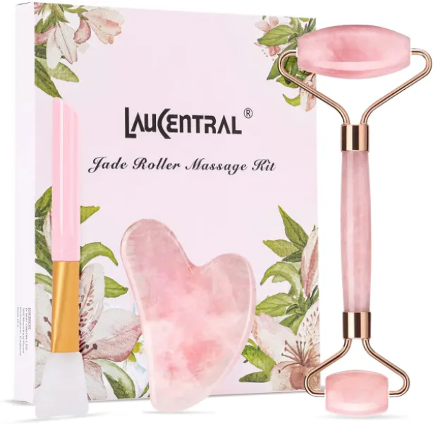 Jade Roller and Gua Sha Massage Kits Natural Pink Slimming
